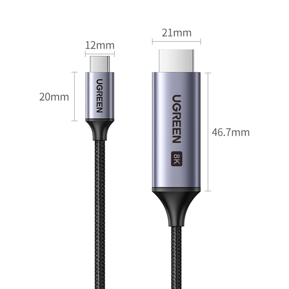 Кабель UGREEN USB-C to HDMI 8K/60H Adapter. Длина: 1,5 м. Цвет: серый космос - фото №8