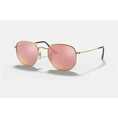 фото Солнцезащитные очки ray-ban, шестиугольные, оправа: металл, зеркальные, розовый