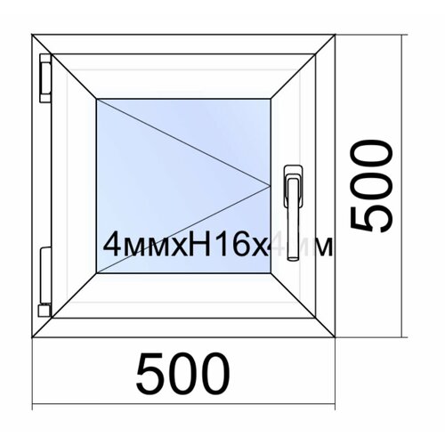 Окно ПВХ VEKA WHS Halo/ 50*50 см (Ш.*В.)/поворотное/левое/ однокамерный стеклопакет/ фурнитура Accado(Турция)