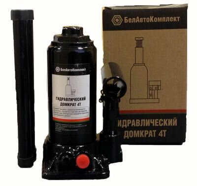 Домкрат бутылочный гидравлический БелАК БАК.00041 (4 т) черный