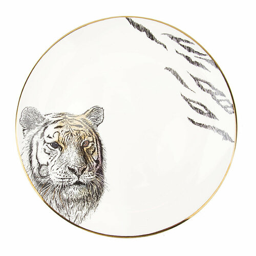 Тарелка фарфоровая, 23х23х2,5 см Nouvelle, Саванна Тигр