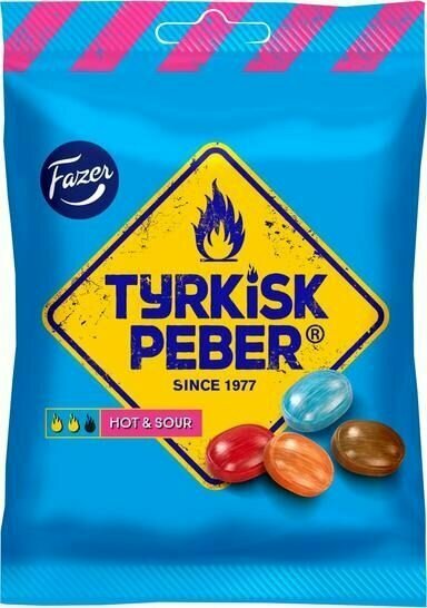 Конфеты леденцы Fazer Tyrkisk Pepper Hot & Sour Salmiak 150 г (Из Финляндии)