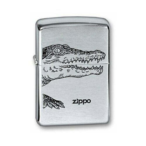 Зажигалка ZIPPO Alligator, с покрытием Brushed Chrome, латунь/сталь, серебристая, 38x13x57 мм