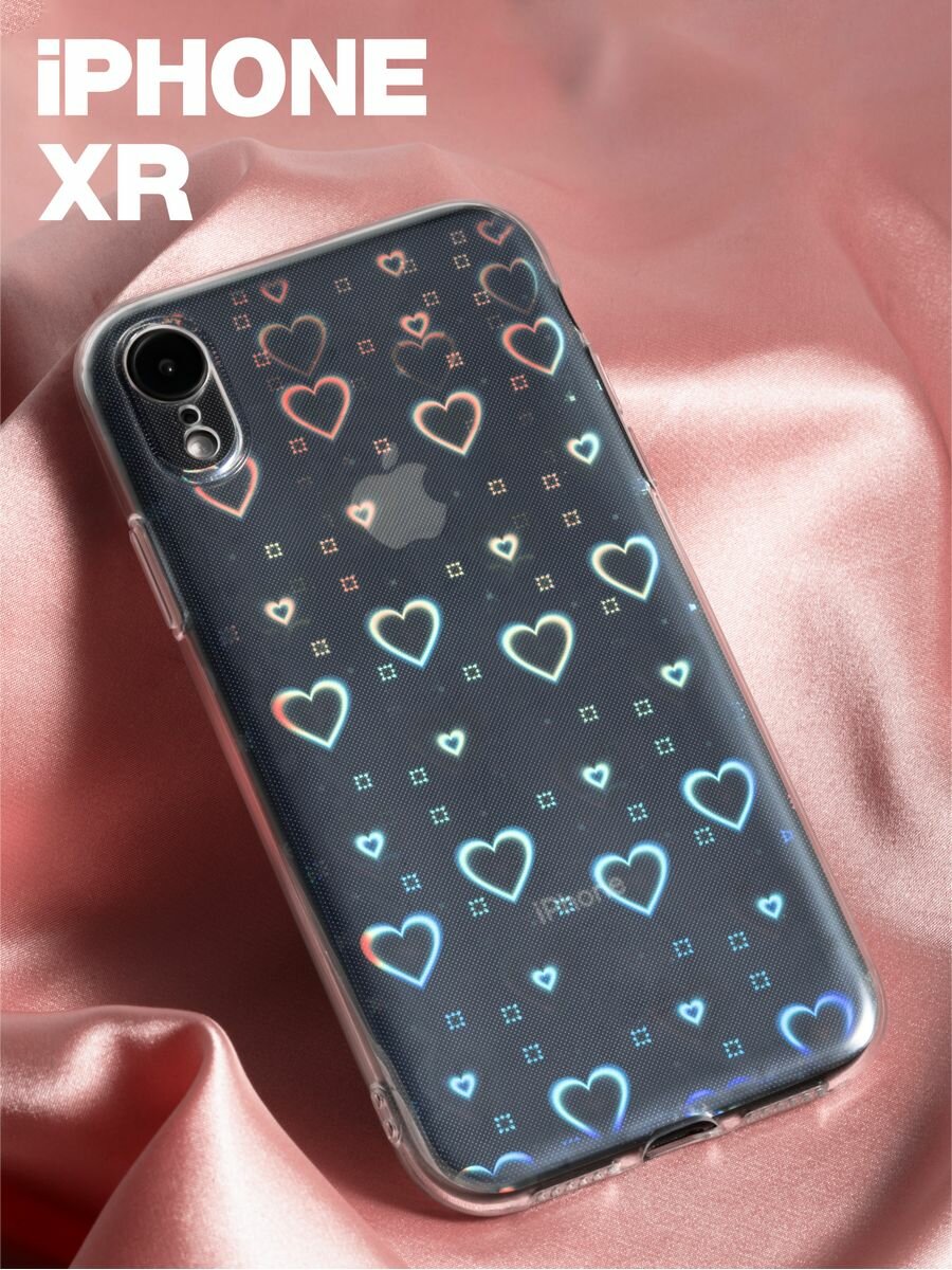 Прозрачный Чехол на iPhone XR с сердечками