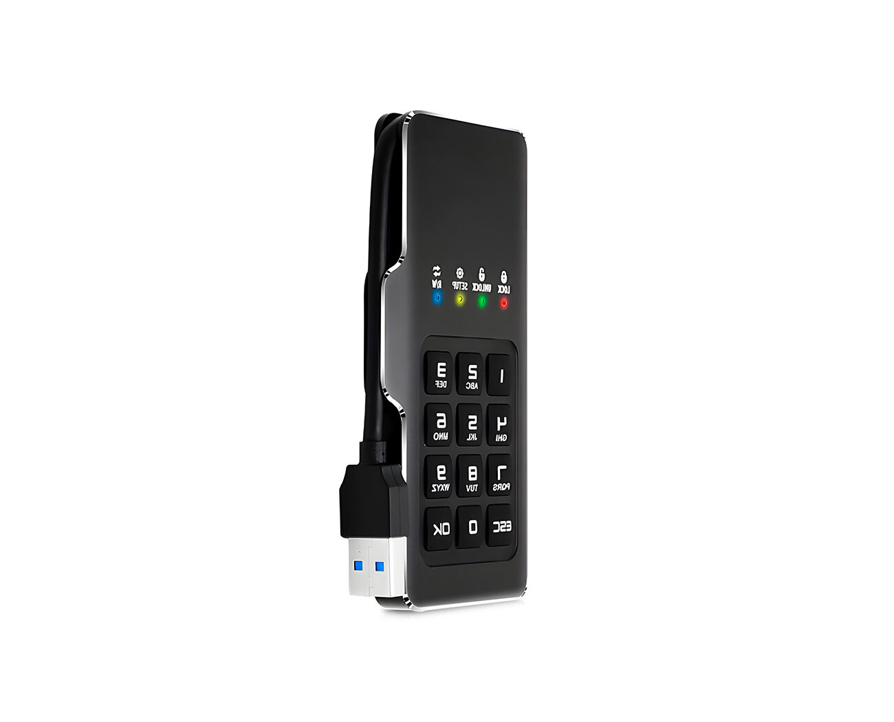 USB диск накопитель с шифрованием DATALOCK-256 ГБ PRO М2 (Y12009TAD) флешка с паролем. Блокировка при отключении от ПК. Флешка пин-кодом.