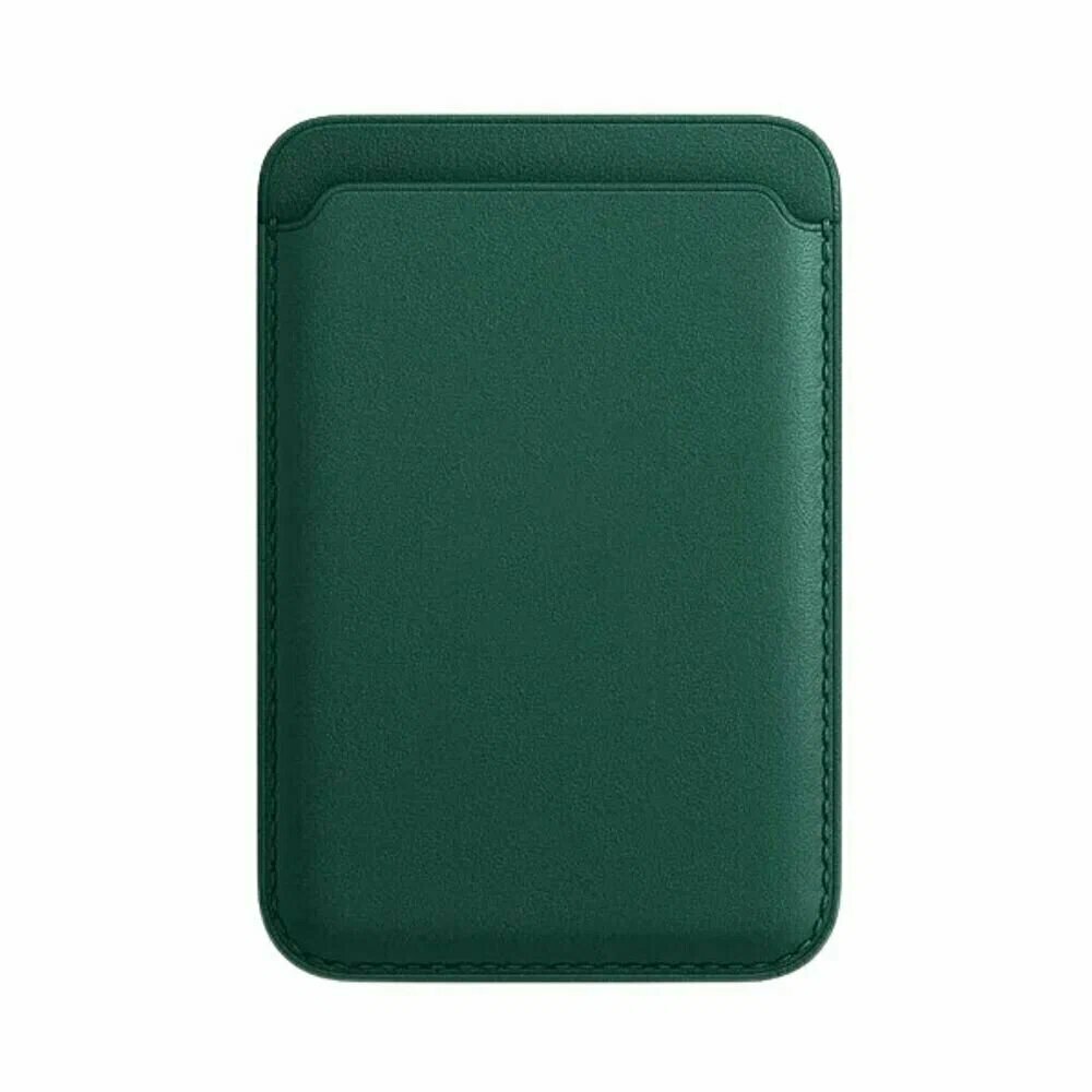 Картхолдер MagSafe Кожаный чехол-бумажник Wallet для iPhone Зеленый/Green