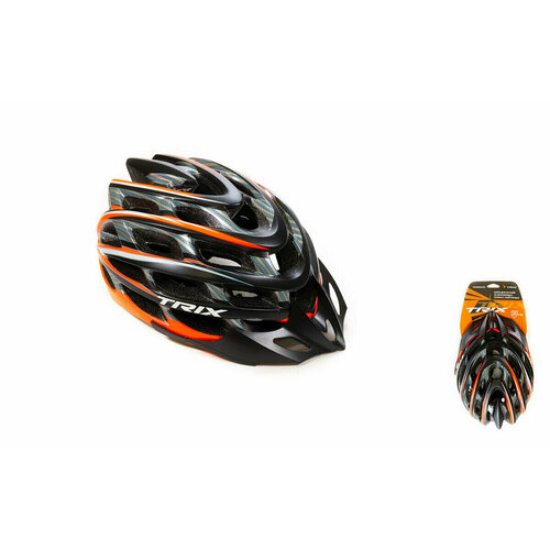 фото Шлем вело trix кросс-кантри 35 отверстий регулировка обхвата m 57-58см in mold оранжево-черный матовый