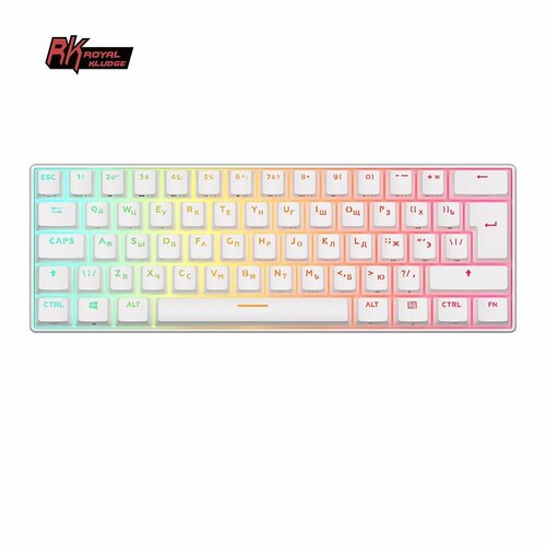 Беспроводная клавиатура Royal Kludge RK61 RGB Белая красные свитчи 718900₽