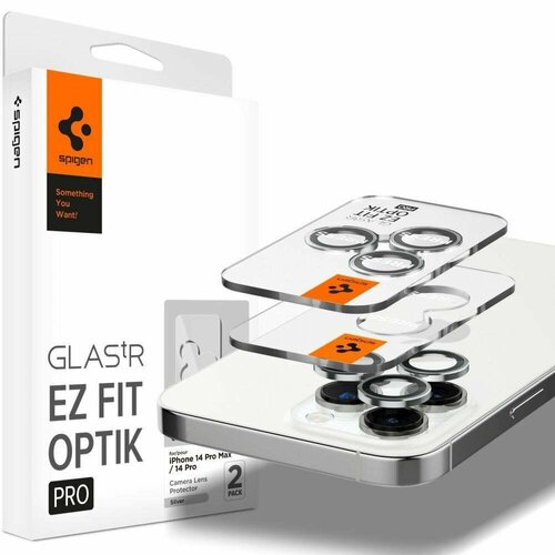 Защитное стекло для камеры Spigen на Apple iPhone 15 Pro15 Pro Max AGL05599 GLAStR EZ Fit Optik Pro 2 шт Спиген стекло для камеры для Айфон 15 Про Макс прочное олеофобное покрытие серебристое 5118₽