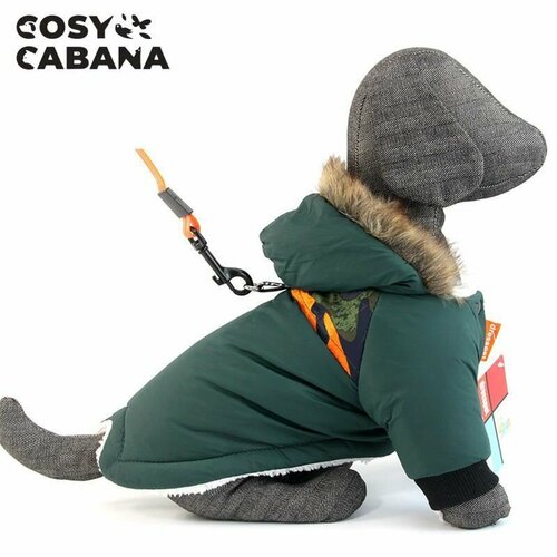 Зимняя куртка для собак, маленьких и средних пород / Утепленная, Водоотталкивающая / Размер M, зеленый