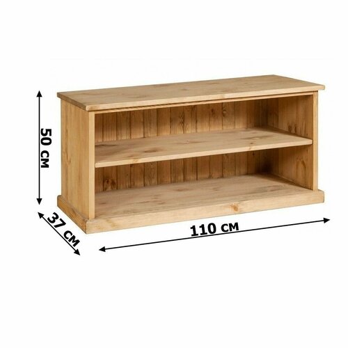 KAM Книжный шкаф, стеллаж широкий Прованс Старение/Воск 110х37х50 см