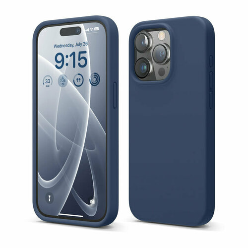 Elago для iPhone 15 Pro чехол Soft silicone (Liquid) Jean Indigo