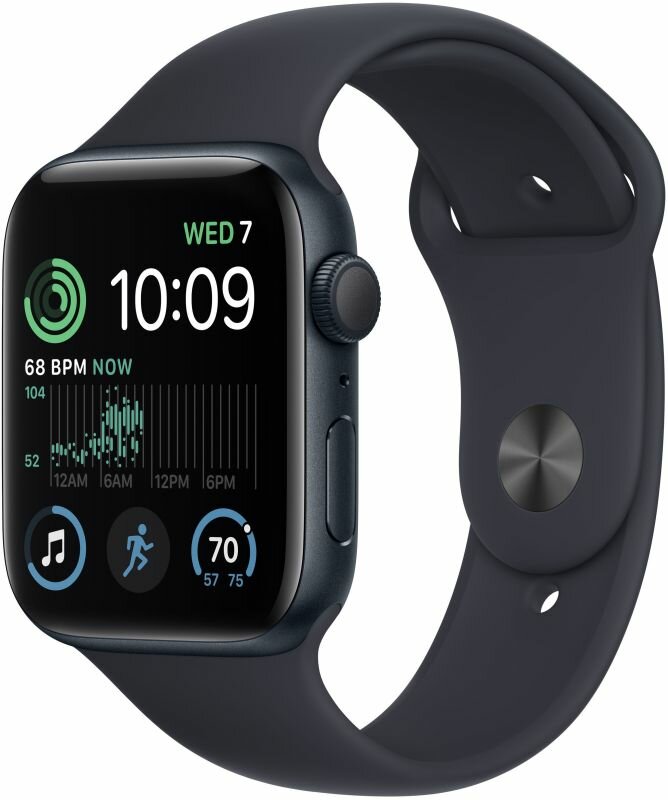 Часы Apple Watch SE GPS, корпус из алюминия цвета полночно-черный, спортивный ремешок полночно-черного цвета 40мм L