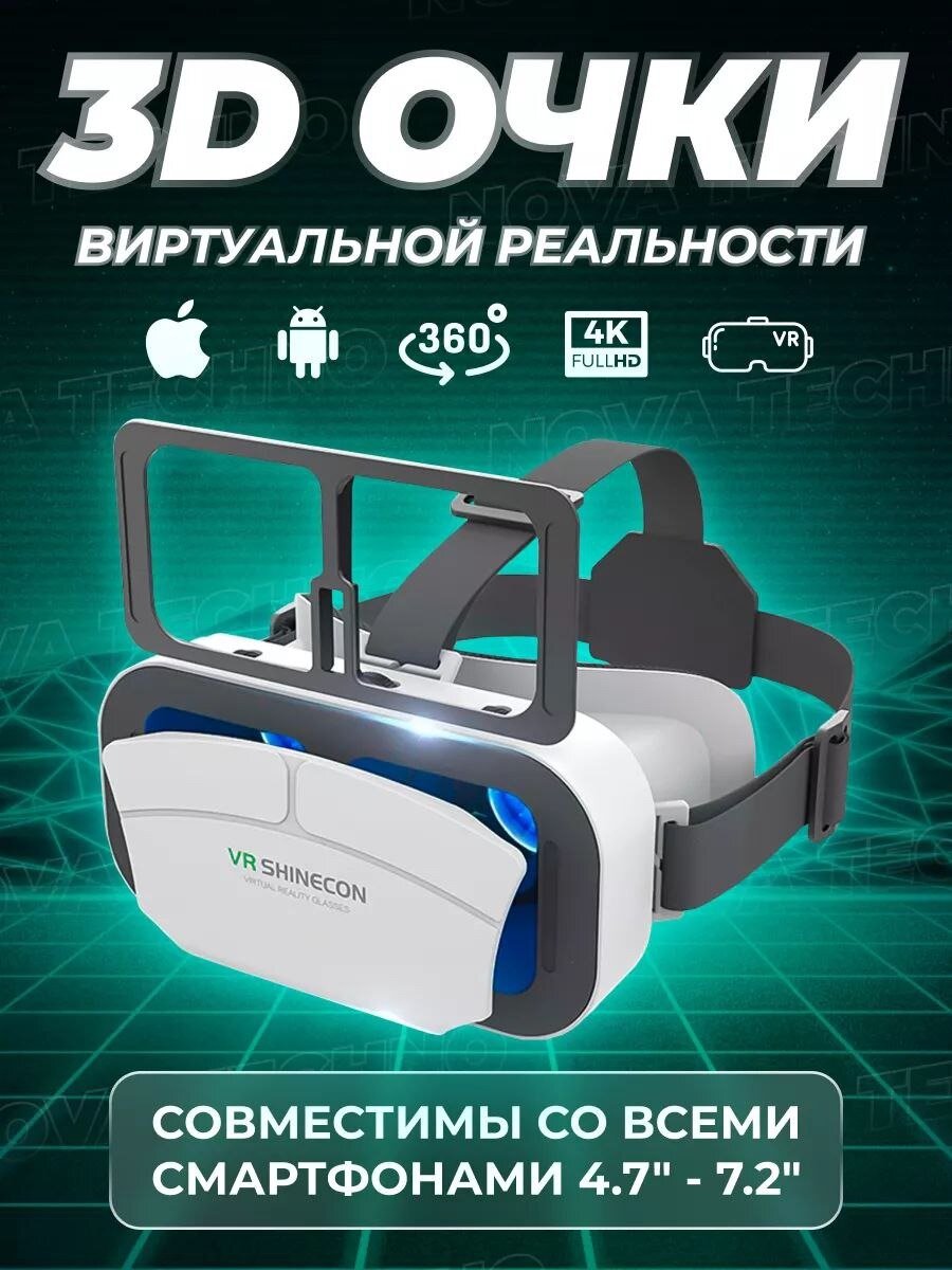 Очки виртуальной реальности VR 3D для телефона A.D.R.C Company черно-белые