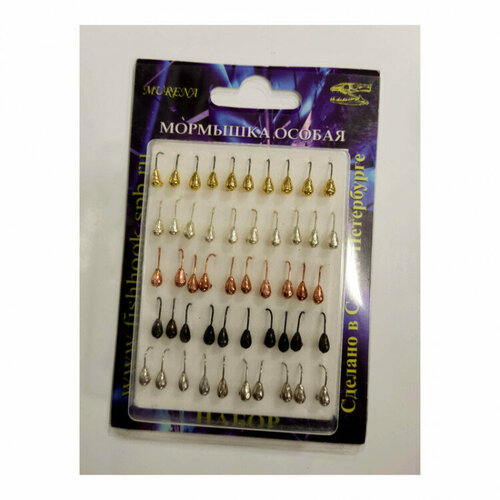 фото Мормышка особая капля с ушком диам. 4/1 ассорт. набор уп.50шт murena