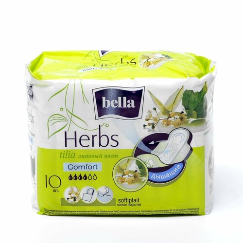 фото Гигиенические прокладки bella herbs komfort, липовый цвет, 10 шт.