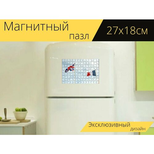 Магнитный пазл Флаг, английский, английский флаг на холодильник 27 x 18 см.