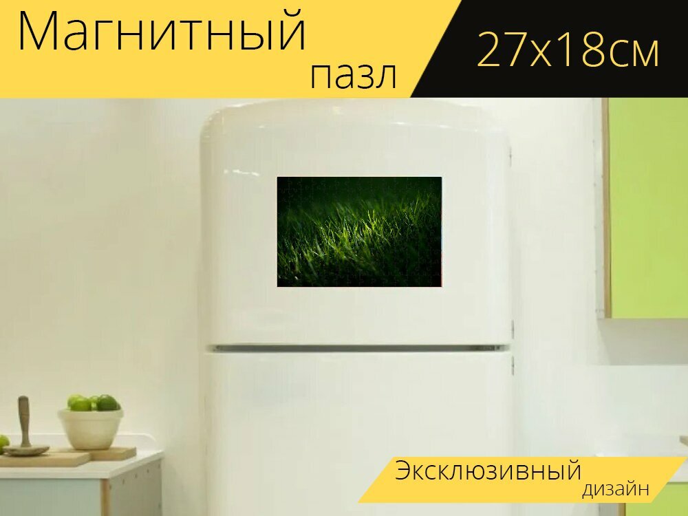 Магнитный пазл "Трава, зеленый, лужайка" на холодильник 27 x 18 см.