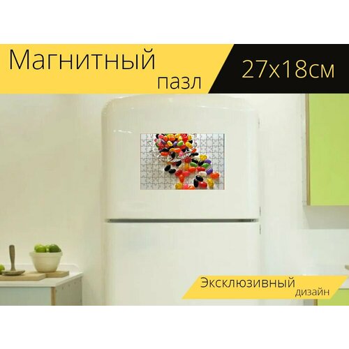 Магнитный пазл Мармеладки, конфеты, кондитерские изделия на холодильник 27 x 18 см. магнитный пазл милая сладости кондитерские изделия на холодильник 27 x 18 см