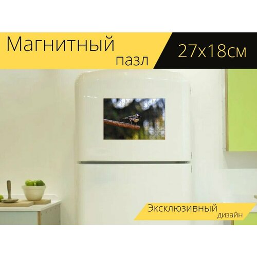 Магнитный пазл Большая синица, синица, певчая птица на холодильник 27 x 18 см. магнитный пазл синица птица клюв на холодильник 27 x 18 см