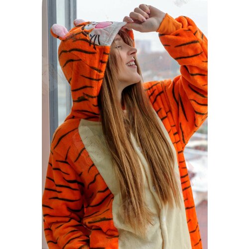 Кигуруми Тигр , размер 165-175, оранжевый кигуруми жираф размер 165 175 оранжевый