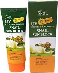 Ekel Смягчающий солнцезащитный крем с муцином улитки Soothing and Moisture Snail Sun Block SPF50+ SPF 50, 70 мл