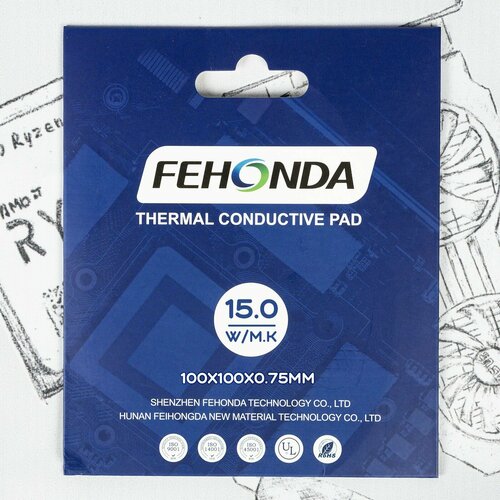Термопрокладка Fehonda 100 x 100 x 0.75мм 15W