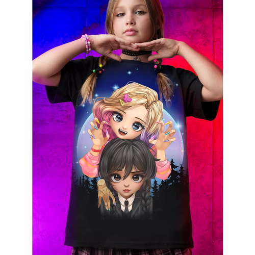 фото Футболка miki, размер 46, розовый, черный