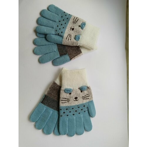 фото Перчатки kim lin, размер 98-110см/3-5 лет, белый, голубой