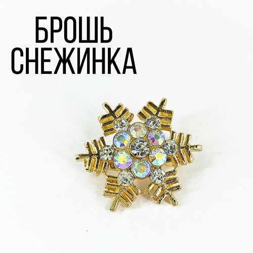 фото Брошь, бижутерный сплав, стразы, золотой art accessories