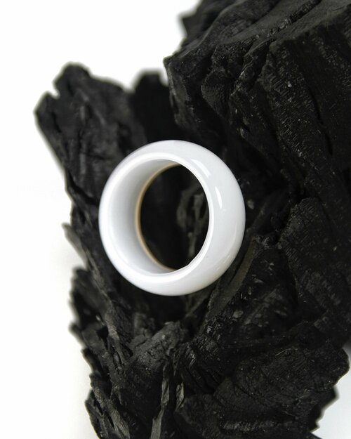Кольцо GrowN Up Кольцо Белый агат - размер 19-20, ширина 10 мм, широкое, натуральный камень - защита от опасности, агат
