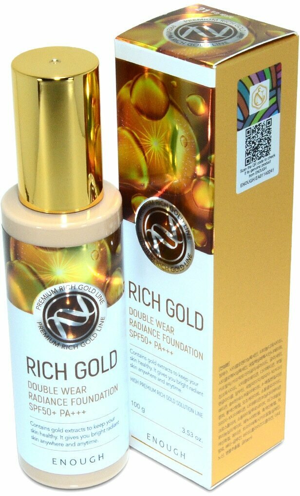 Enough Тональный крем Rich Gold Double Wear Radiance Foundation, SPF 50, 100 мл/100 г, оттенок: №21