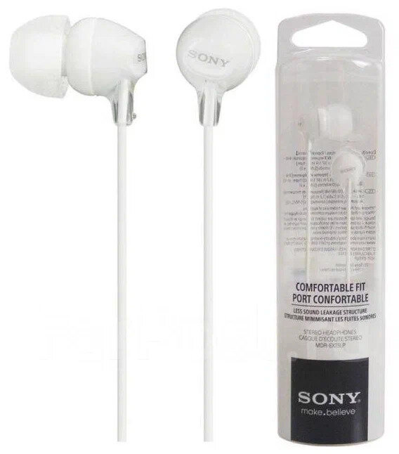 Наушники Sony MDR-EX15LP, mini jack 3.5 mm, белый