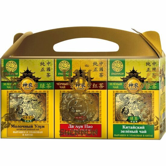 Набор китайского крупнолистового чая Shennun зеленый (Молочный Улун, Да Хун Пао)