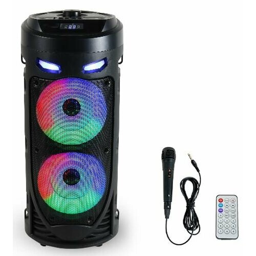 Колонка Bluetooth MP3 FM караоке с микрофоном ZQS-6212 LED черная