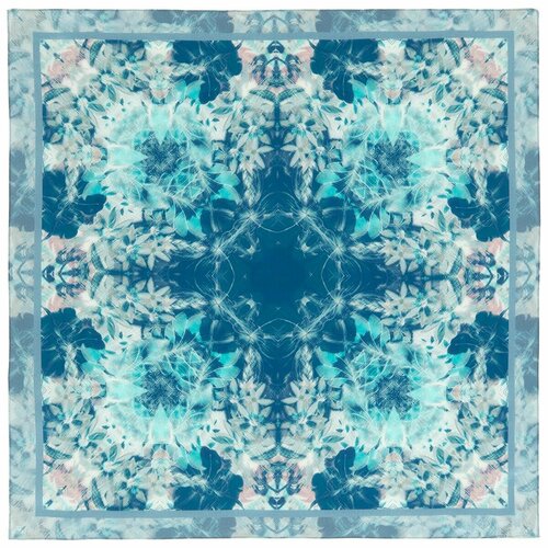 Платок Павловопосадская платочная мануфактура, 65х65 см, синий, бирюзовый
