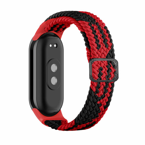 Ремешок плетеный нейлоновый для Xiaomi Smart Band 8, 14 красно-черный