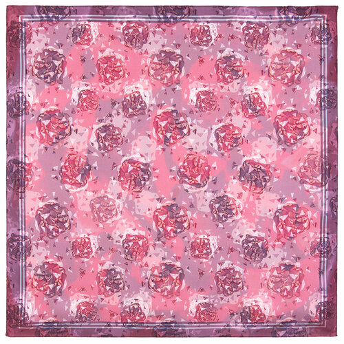 фото Платок павловопосадская платочная мануфактура, 80х80 см, розовый, фиолетовый