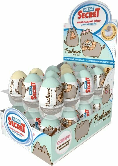 Яйцо шоколадное Pusheen Mega Sеcret с игрушкой 20 гр Упаковка 24 шт