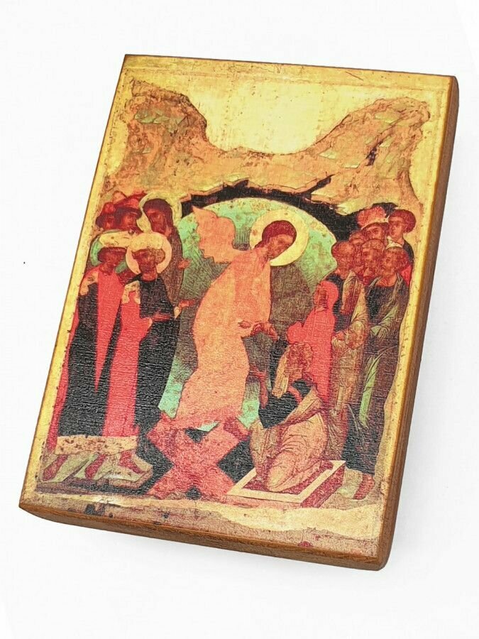 Икона Сошествие во ад 15 век (Андрей Рублев), под старину, 15х20 см