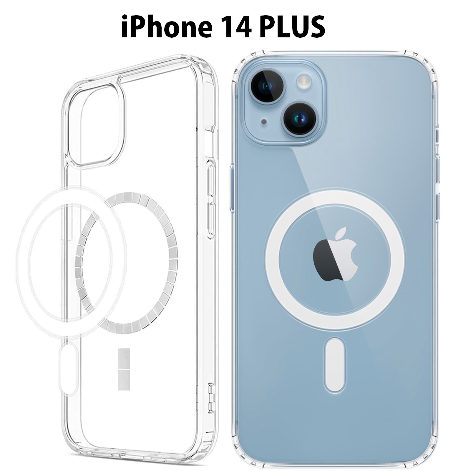 Чехол для iPhone 14 Plus с поддержкой MagSafe для использования магнитных аксессуаров, противоударный, прозрачный