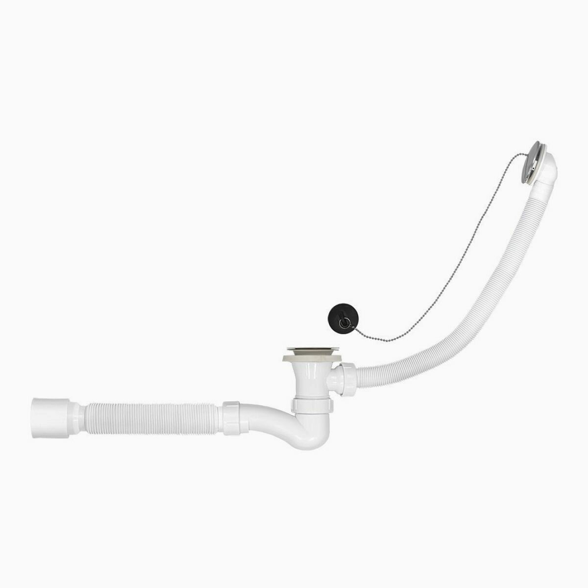 слив перелив для ванны MPF 1 1/2" прямоточный с гибкой трубой 40х50 Masterprof - фото №6