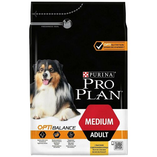 Pro Plan / Сухой корм для собак Pro Plan Optibalance Medium Adult для средних пород с курицей 3кг 3 шт