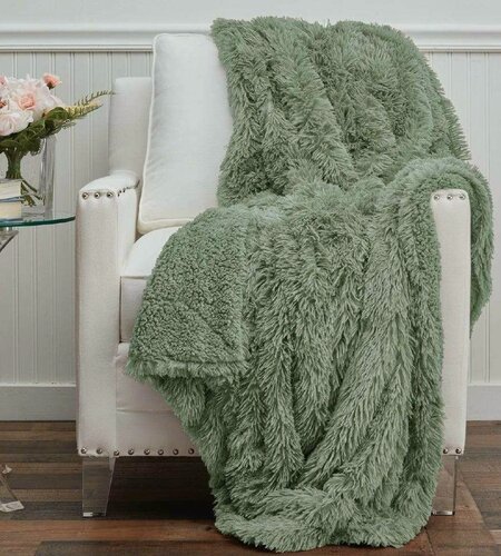 Изображение товара Уютный пушистый плед "Травка" на диван/ кровать 200х220