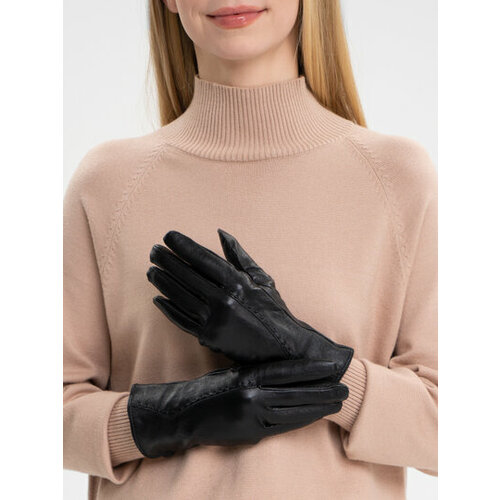 фото Перчатки , демисезон/зима, натуральная кожа, утепленные, размер 8,5, черный veniram shop
