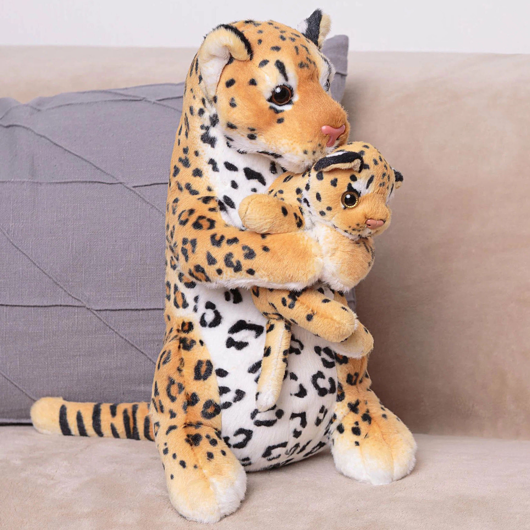 Мягкая игрушка Леопард с детенышем 35 см