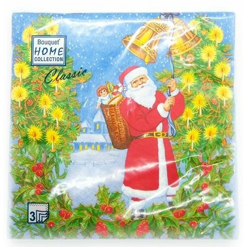 Home Collection Салфетки Classic, 3 слоя, 33 х 33 см, Дед Мороз, 20 шт home collection салфетки classic 3 слоя 33 х 33 см дед мороз 20 шт