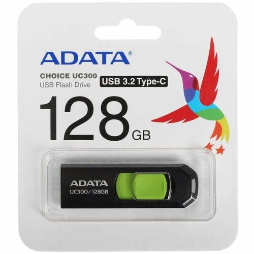 Флешка A-Data UC300 128ГБ USB3.2 черный/зеленый (ACHO-UC300-128G-RBK/GN) - фото №4