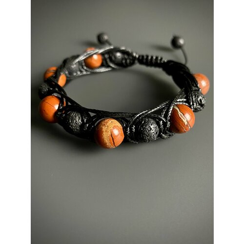 фото Браслет snow jewelry, яшма, вулканическая лава, красный