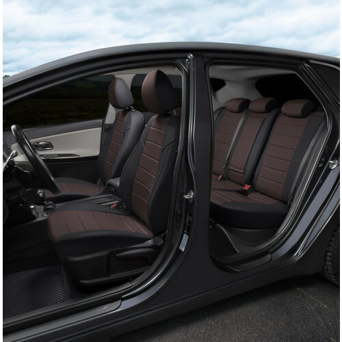 фото Комплект чехлов автопилот из экокожи для hyundai starex (h-1) 41 см черно-шоколадный 19 шт. autopilot